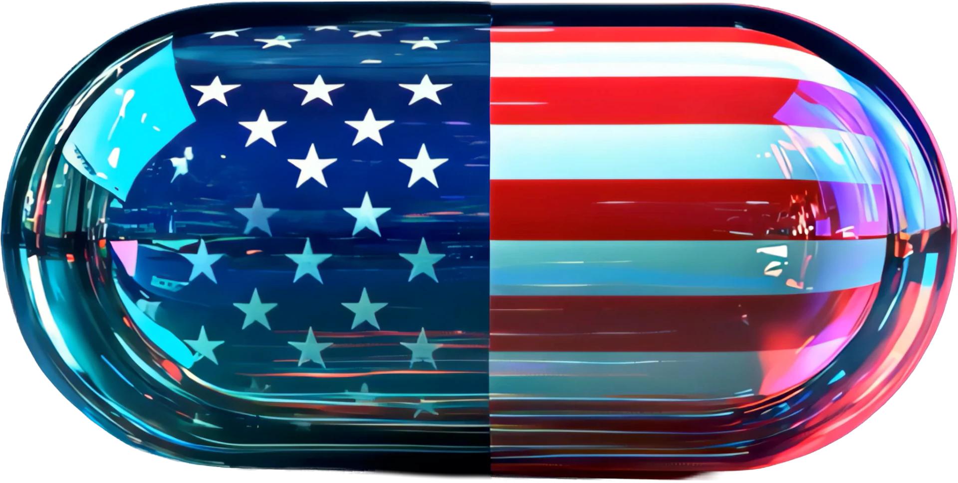 RadShield oral radiation countermeasure capsule in United States flag livery